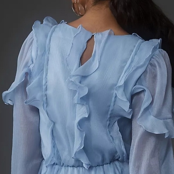 Hutch Long Sleeve Frilled Ruffle Romper In Sky Blue Size Large NWT - Picture 7 of 11
